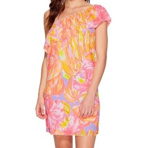 NWT Lilly Pulitzer Emmeline One Shoulder Dress in Sun Splashed - Picture 6 of 9